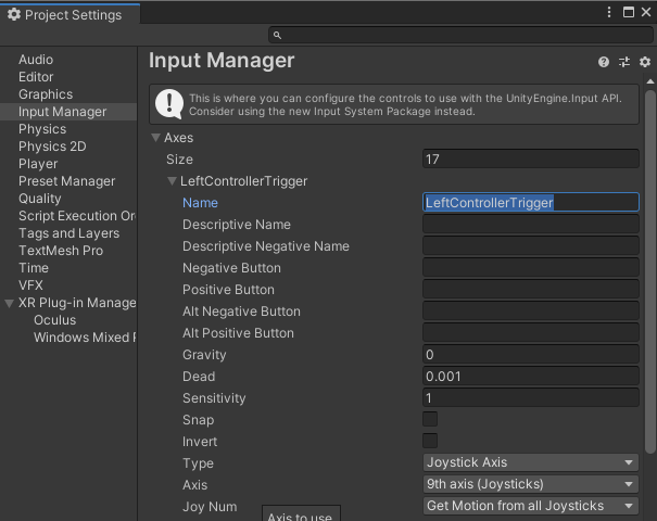 Unity Input Manager