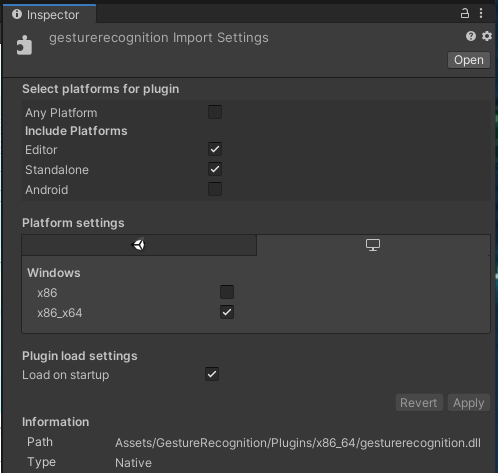 Plugin library files in the Inspector